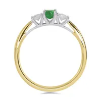 14K Yellow Gold Emerald & 0.20CTW Diamond Ring