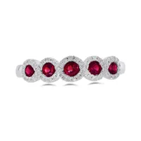 14K White Gold Ruby & 0.15CTW Diamond Ring