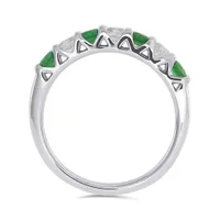 14K White Gold Emerald & 0.31CTW Diamond Ring