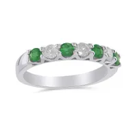 14K White Gold Emerald & 0.31CTW Diamond Ring