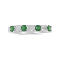 14K White Gold Emerald & 0.31CTW Diamond Ring