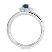 14K White Gold Sapphire and 0.25CTW Diamond Ring