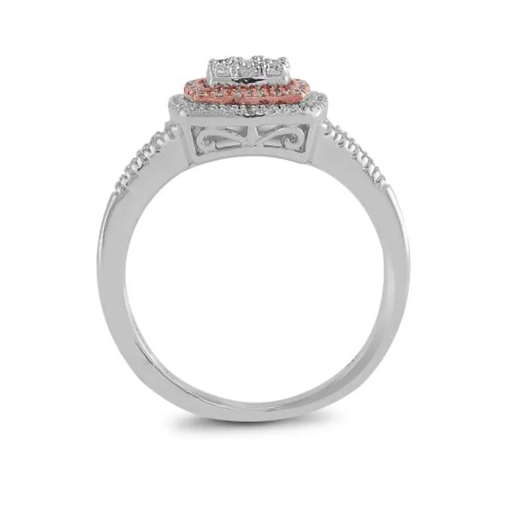 Sterling Silver and Rose Gold 0.30CTW Fashion Ring