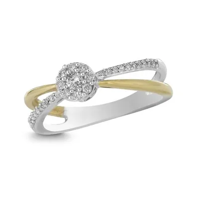 10K White and Yellow Gold 0.17CTW Promise Ring