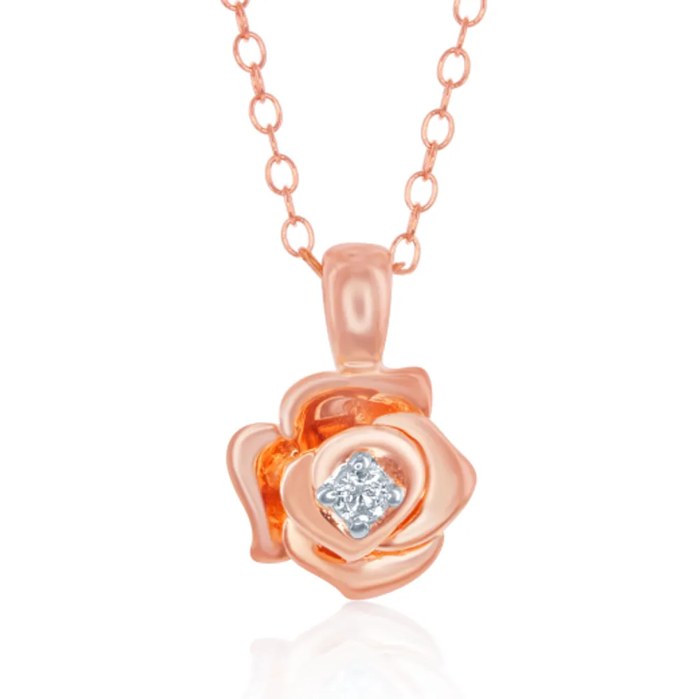 Enchanted Disney Belle 0.03CTW Rose Pendant