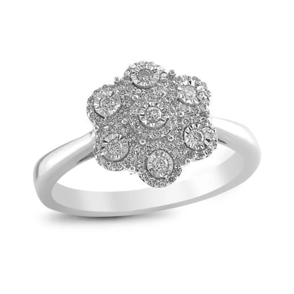 Sterling Silver 0.25CTW Diamond Fashion Ring