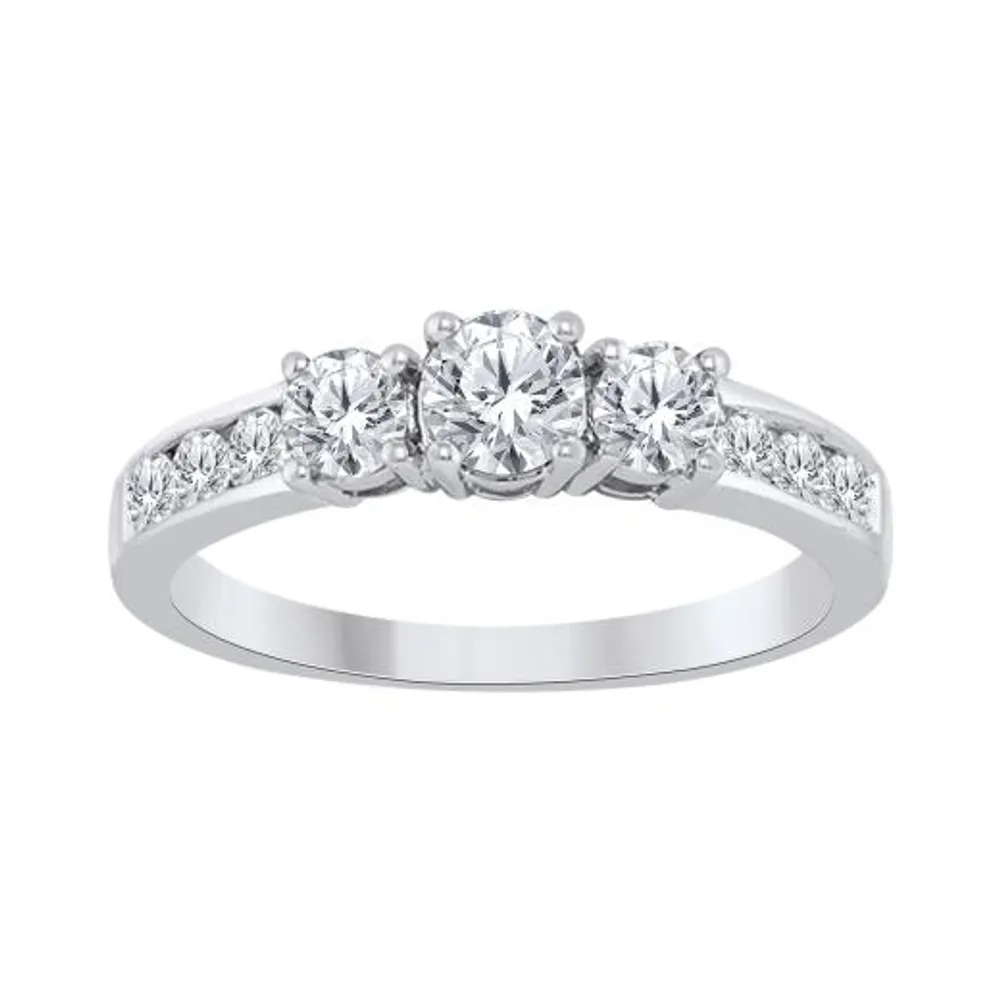 10K White Gold 1.00CTW Three-Stone Bridal Ring