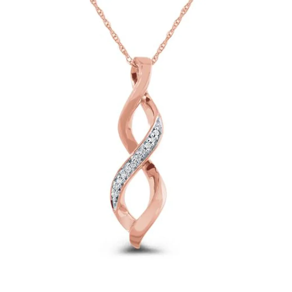 10K Rose Gold 0.02CTW Diamond Infinity Pendant