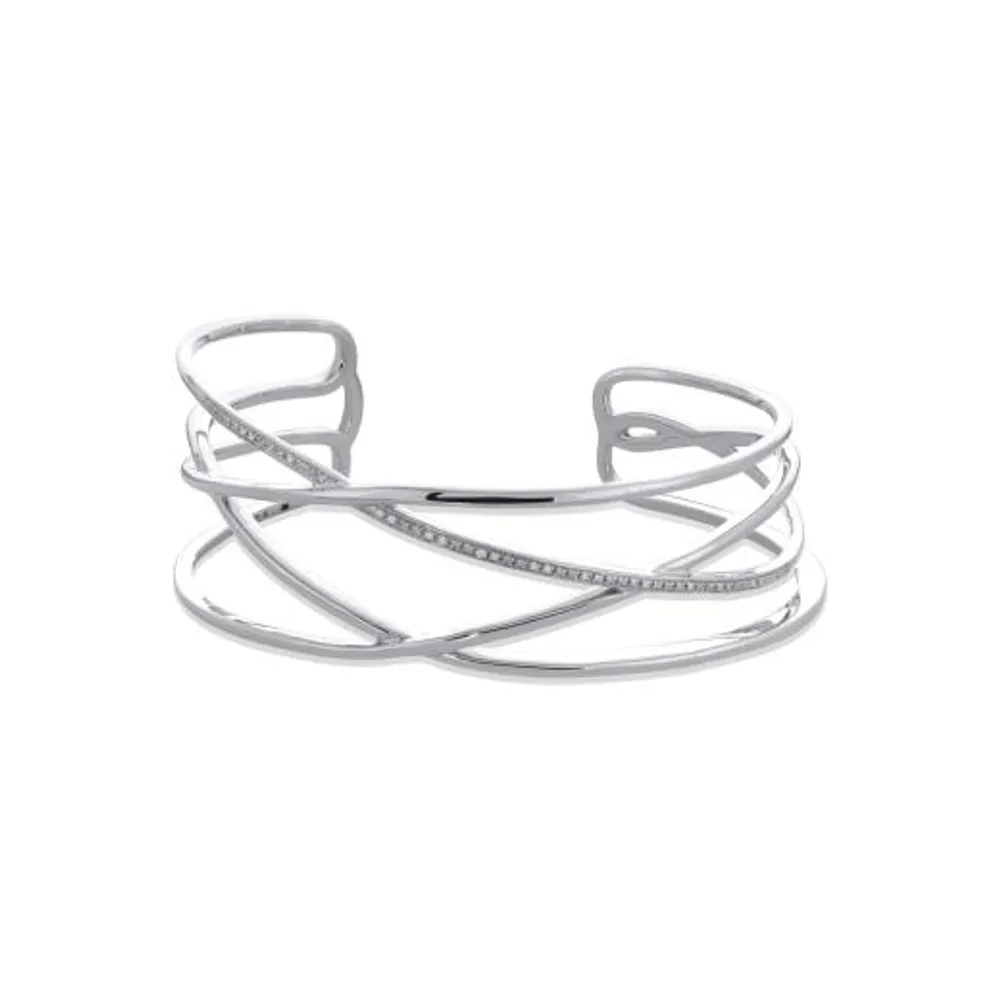 Sterling Silver 0.05CTW Open Cuff