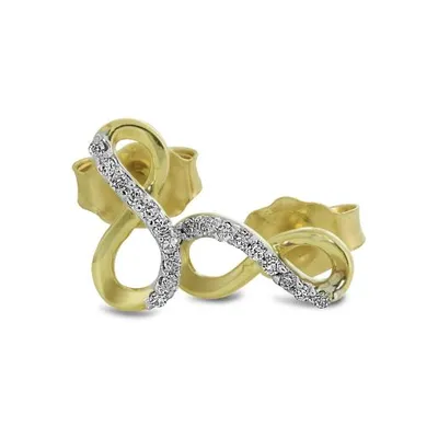 10K Gold Diamond Infinity Earrings