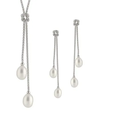 Dangling Pearl Silver Set
