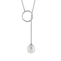 Silver Pearl Lariat Necklace