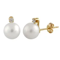 Diamond Pearl Stud Earrings