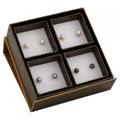Quad Pairs of Pearl Studs Boxed Set