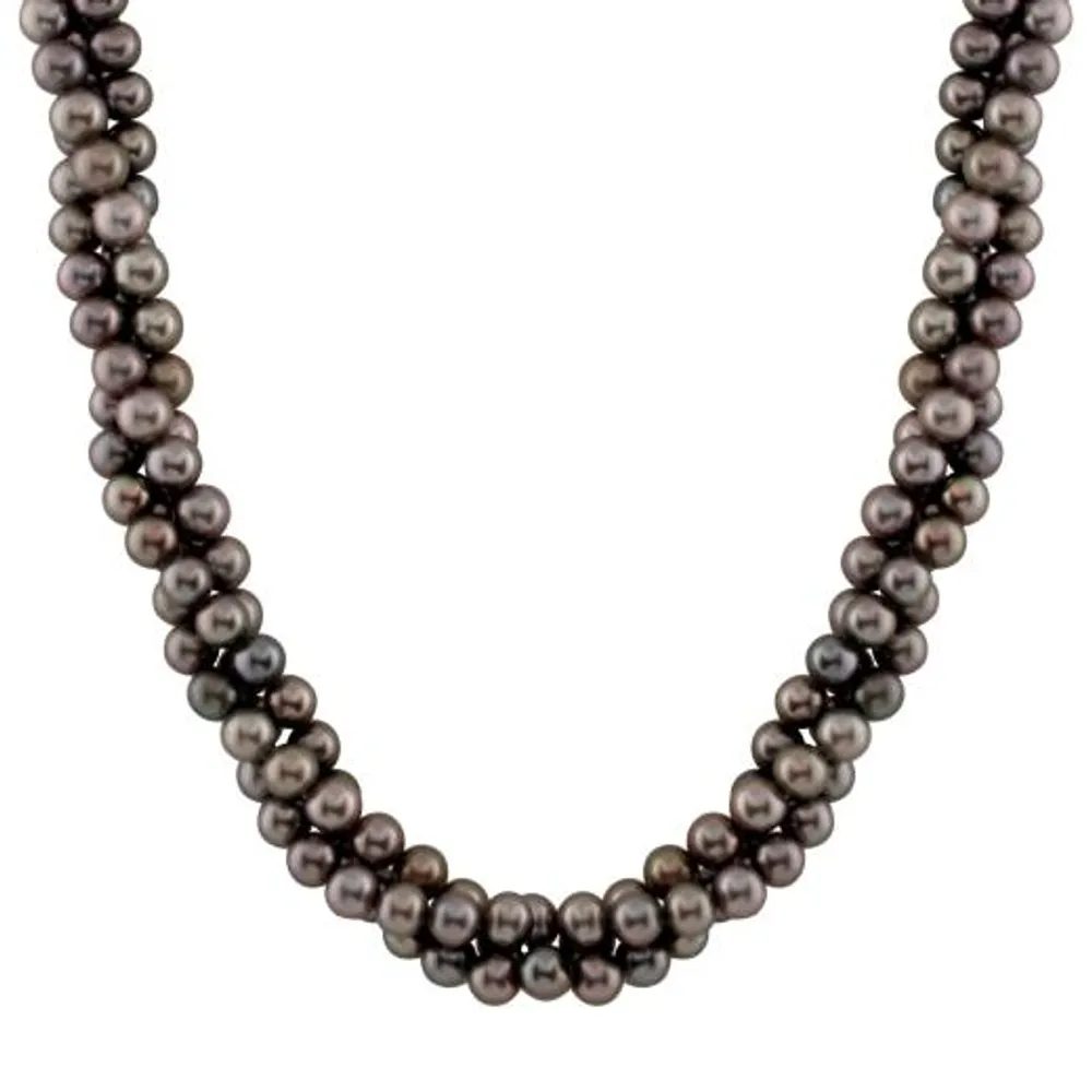Triple Row Black Pearl Necklace