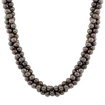 Triple Row Black Pearl Necklace