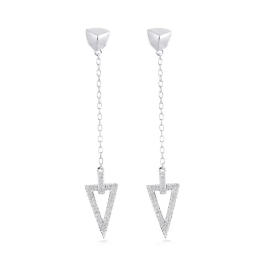 Sterling Silver 0.09CTW Front Back Dangle Earrings