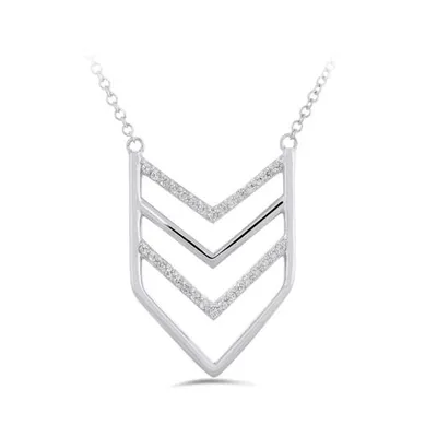 Sterling Silver 0.10CTW Diamond "V" Necklace