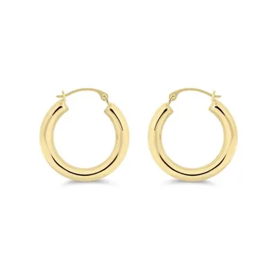 14K Gold Polished Hoop Earrings