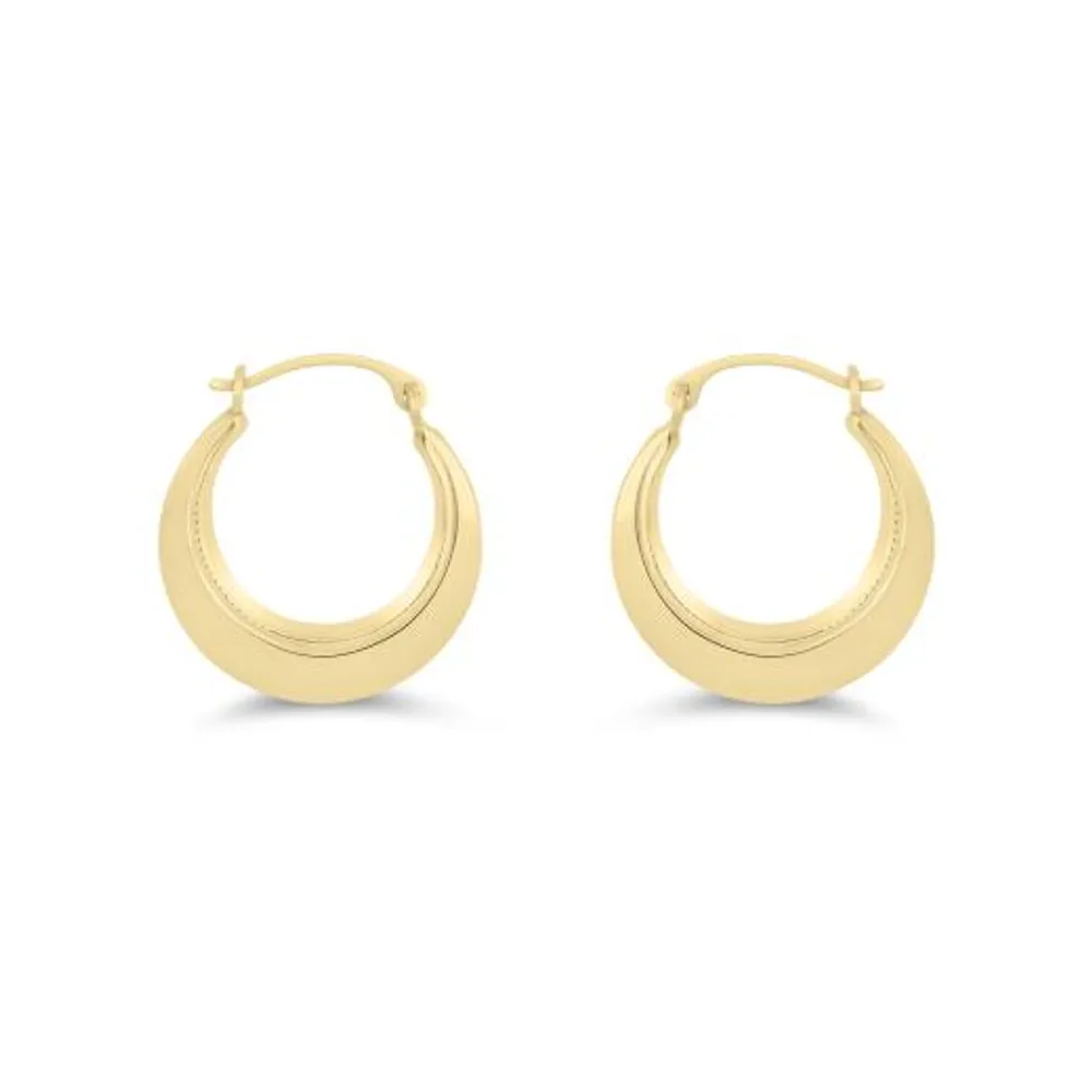 14K Yellow Gold Beaded Hoop Earrings