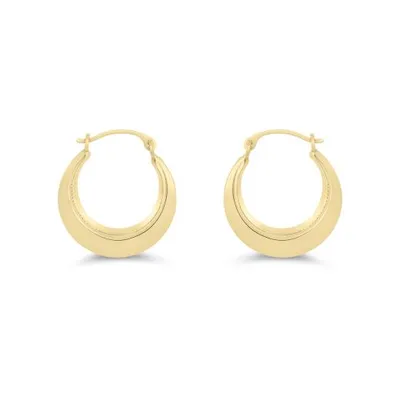 14K Yellow Gold Beaded Hoop Earrings