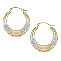 14K Yellow Gold Hoops with Crystals