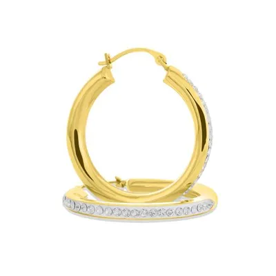 14K Yellow Gold Hoop with Crystal Front