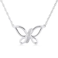 Sterling Silver 0.02CTW Butterfly Necklace