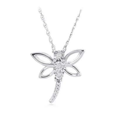 Sterling Silver 0.02CTW Dragonfly Pendant
