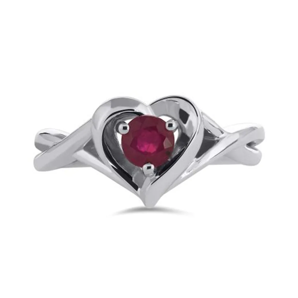 Sterling Silver Garnet Heart Ring