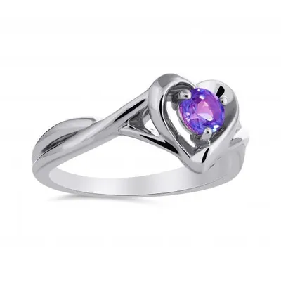 Sterling Silver Amethyst Heart Ring