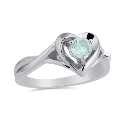 Sterling Silver Aquamarine Heart Ring