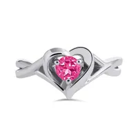 Sterling Silver Pink Tourmaline Heart Ring