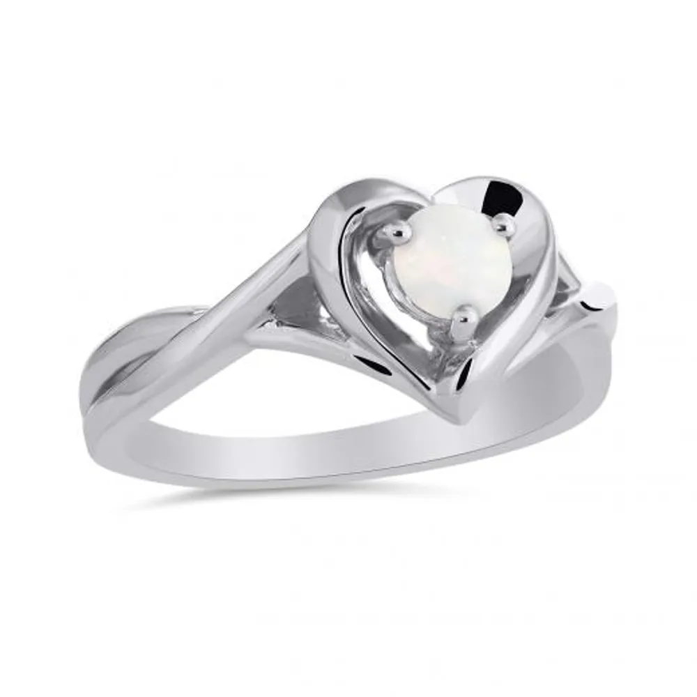 Sterling Silver Opal Heart Ring