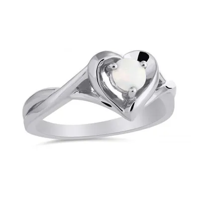 Sterling Silver Opal Heart Ring