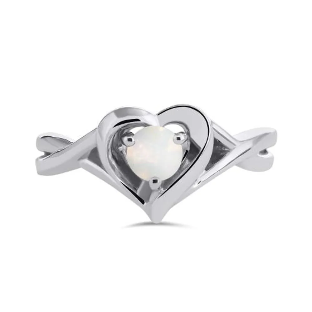 Sterling Silver Opal Heart Ring