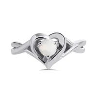 Sterling Silver Opal Heart Ring