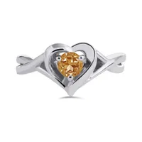 Sterling Silver Citrine Heart Ring