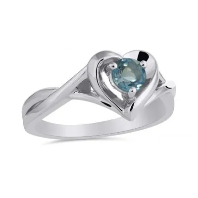Sterling Silver Blue Topaz Heart Ring