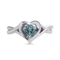 Sterling Silver Blue Topaz Heart Ring