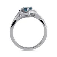 Sterling Silver Blue Topaz Heart Ring