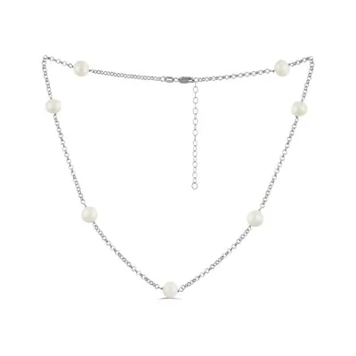 Sterling Silver Freshwater Pearl Tin Cup Necklace