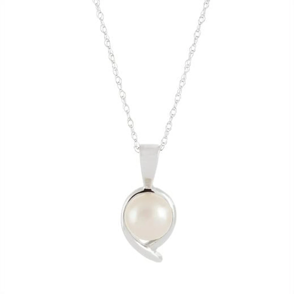 10K White Gold Freshwater Pearl Pendant