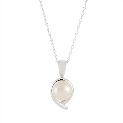 10K White Gold Freshwater Pearl Pendant
