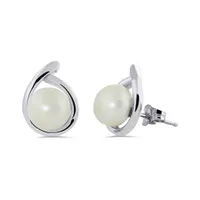 10K White Gold Freshwater Pearl Earrings