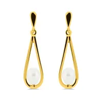 10K Yellow Gold Freshwater Pearl Dangle Earrings