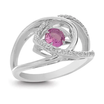 Sterling Silver Created Pink & Created White Sapphire Dancing Ring