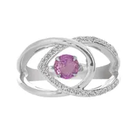 Sterling Silver Created Pink & Created White Sapphire Dancing Ring