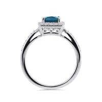 Sterling Silver Blue Topaz & Created White Sapphire Ring