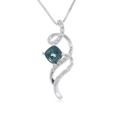 Sterling Silver London Blue Topaz & White Topaz Pendant